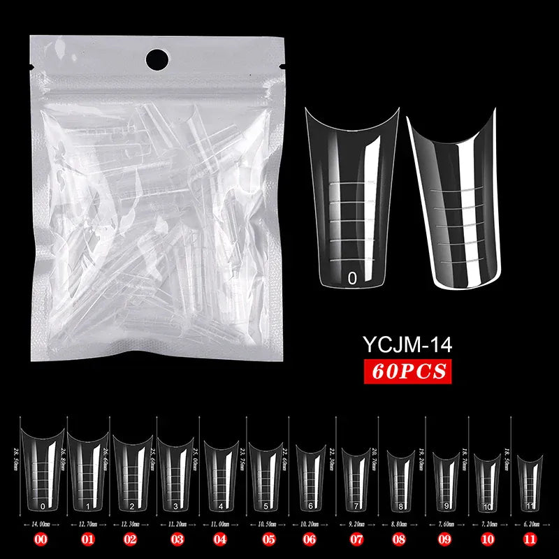 Quick Building Gel Mold Tips 60pcs - Nail Extension Forms | Wahooly Extension False Nails Art Tips Acrylic Fake Finger Gel Polish Mold Sculpted Full Cover Press on Nails Manicures Accessories Tool