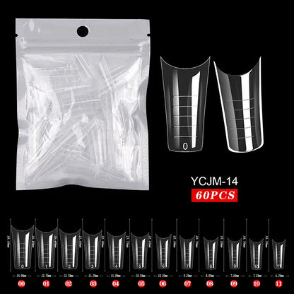 Quick Building Gel Mold Tips 60pcs - Nail Extension Forms | Wahooly Extension False Nails Art Tips Acrylic Fake Finger Gel Polish Mold Sculpted Full Cover Press on Nails Manicures Accessories Tool