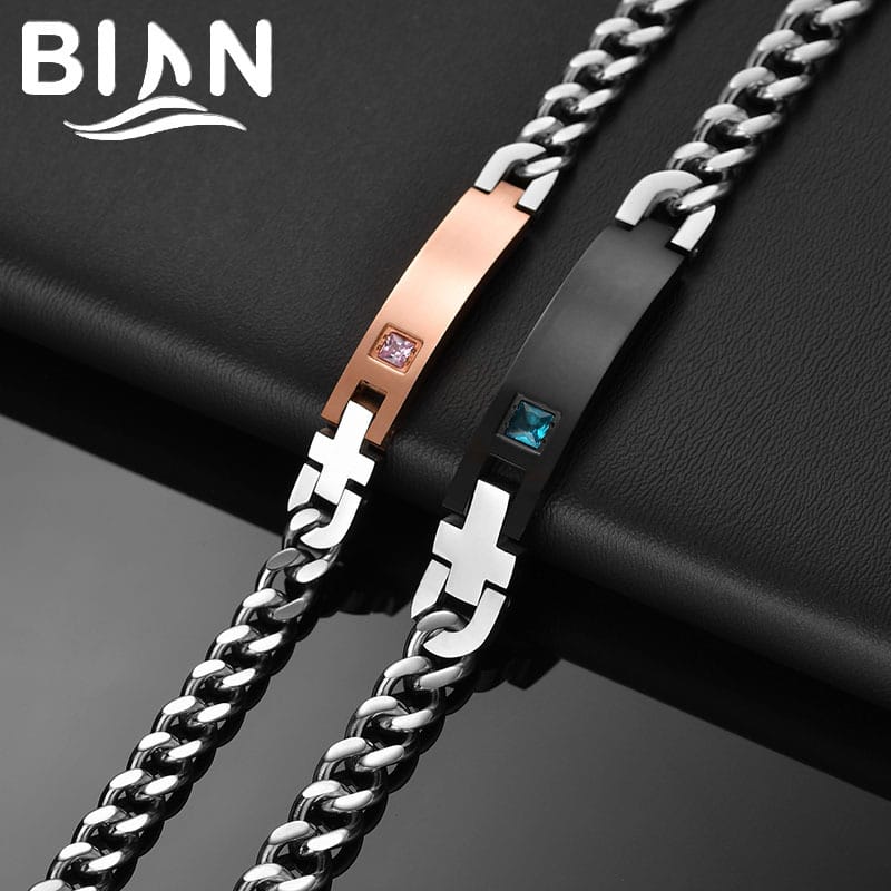 Factory spot stainless steel couple bracelet personality diy lettering name curved card diamond bracelet Valentine's Day gift Factory spot stainless steel couple bracelet personality diy lettering name curved card diamond bracelet Valentine's Day gift