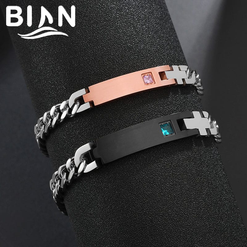 Factory spot stainless steel couple bracelet personality diy lettering name curved card diamond bracelet Valentine's Day gift Factory spot stainless steel couple bracelet personality diy lettering name curved card diamond bracelet Valentine's Day gift