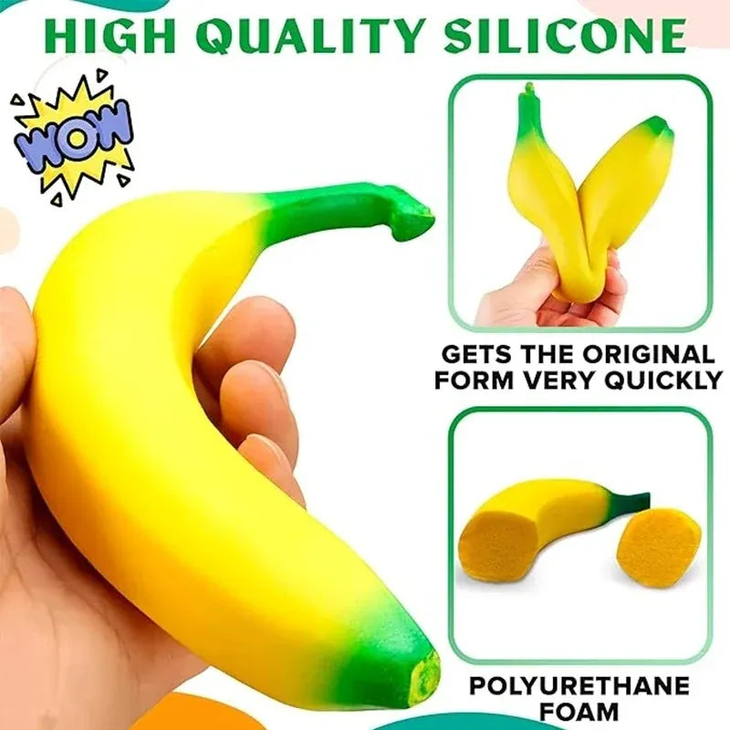 Fake Banana Squishy Toys Soft Lightweight & Durable PU Foam Fruit Squeeze Toy Fun & Relaxing with Realistic Look Funny Prop Fake Banana Squishy Toys Soft Lightweight & Durable PU Foam Fruit Squeeze Toy Fun & Relaxing with Realistic Look Funny Prop