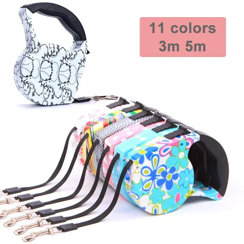 Fashion Printed Retractable Dog Leash 3m & 5m – 16 Colors | Wahooly Fashion Printed Retractable Dog Leash – 3m & 5m | 16 Colors for Small Dogs & Cats
