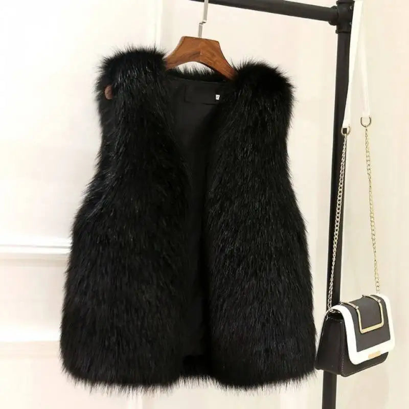 Faux Fox Fur Vest - Sleeveless Waistcoat for Women | Wahooly Faux Fox Fur Vest - Sleeveless Waistcoat for Women