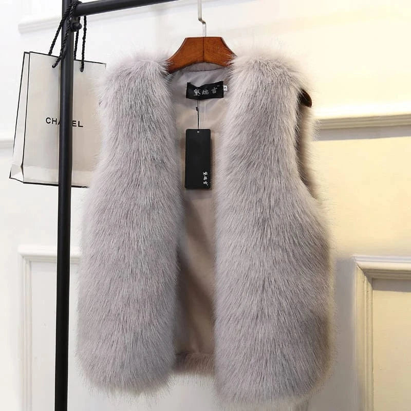 Faux Fox Fur Vest - Sleeveless Waistcoat for Women | Wahooly Faux Fox Fur Vest - Sleeveless Waistcoat for Women