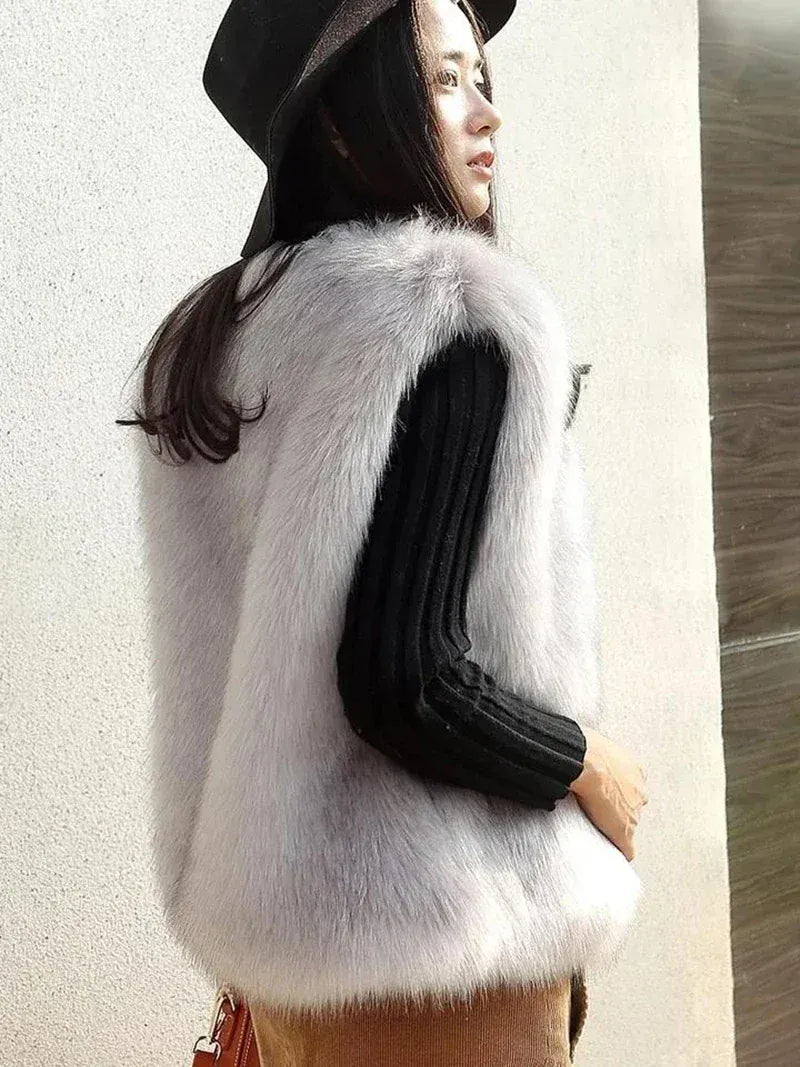 Faux Fox Fur Vest - Sleeveless Waistcoat for Women | Wahooly Faux Fox Fur Vest - Sleeveless Waistcoat for Women