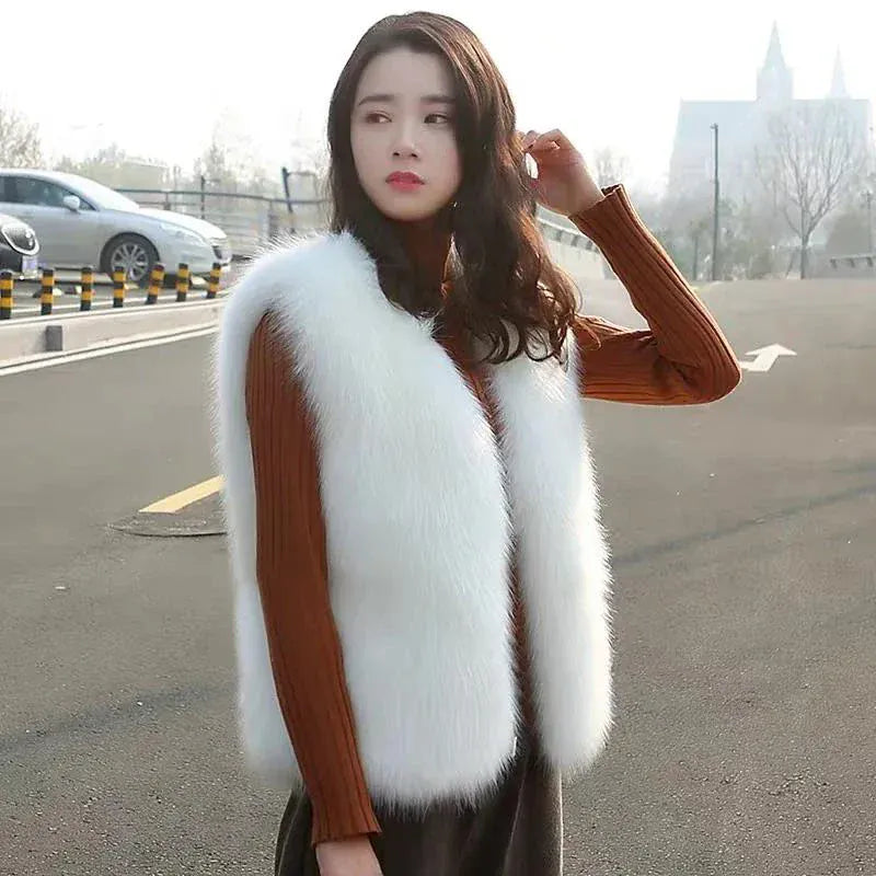 Faux Fox Fur Vest - Sleeveless Waistcoat for Women | Wahooly Faux Fox Fur Vest - Sleeveless Waistcoat for Women
