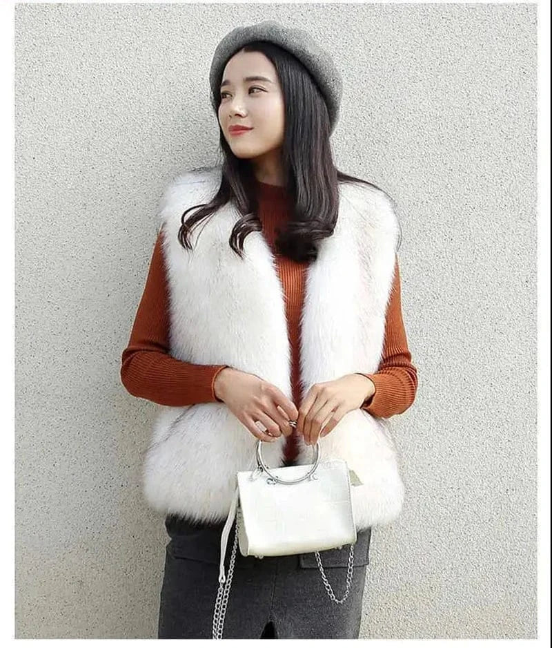 Faux Fox Fur Vest - Sleeveless Waistcoat for Women | Wahooly Faux Fox Fur Vest - Sleeveless Waistcoat for Women