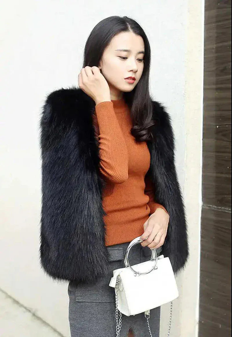 Faux Fox Fur Vest - Sleeveless Waistcoat for Women | Wahooly Faux Fox Fur Vest - Sleeveless Waistcoat for Women