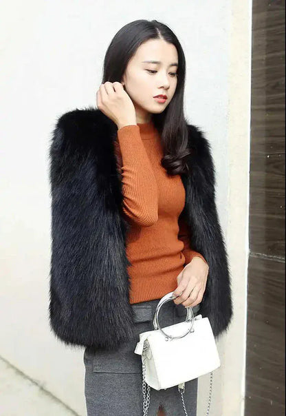 Faux Fox Fur Vest - Sleeveless Waistcoat for Women | Wahooly Faux Fox Fur Vest - Sleeveless Waistcoat for Women