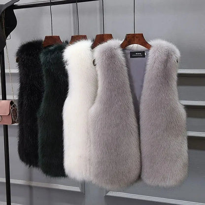 Faux Fox Fur Vest - Sleeveless Waistcoat for Women | Wahooly Faux Fox Fur Vest - Sleeveless Waistcoat for Women