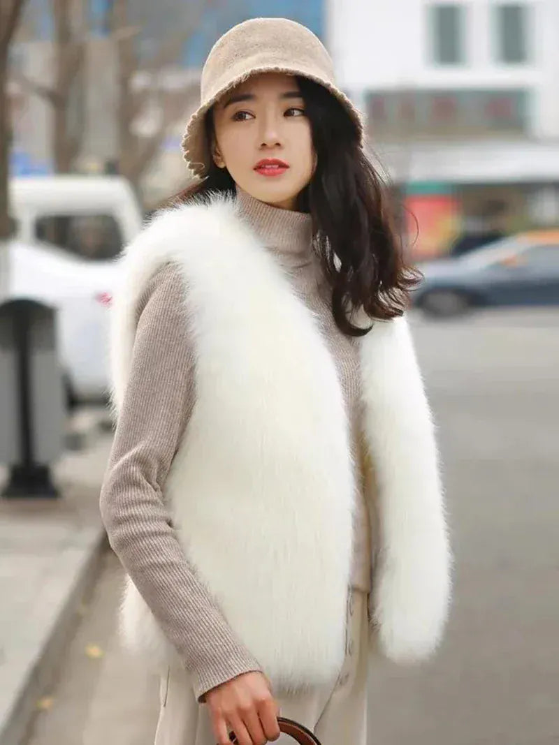 Faux Fox Fur Vest - Sleeveless Waistcoat for Women | Wahooly Faux Fox Fur Vest - Sleeveless Waistcoat for Women