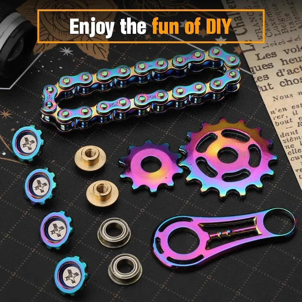 Metal Fidget Chain Bike Spinner - Stress Relief Toy for ADHD & Anxiety - Wahooly Fidget Chain Bike Spinner - Metal Stress Relief Toy for Focus & Anxiety