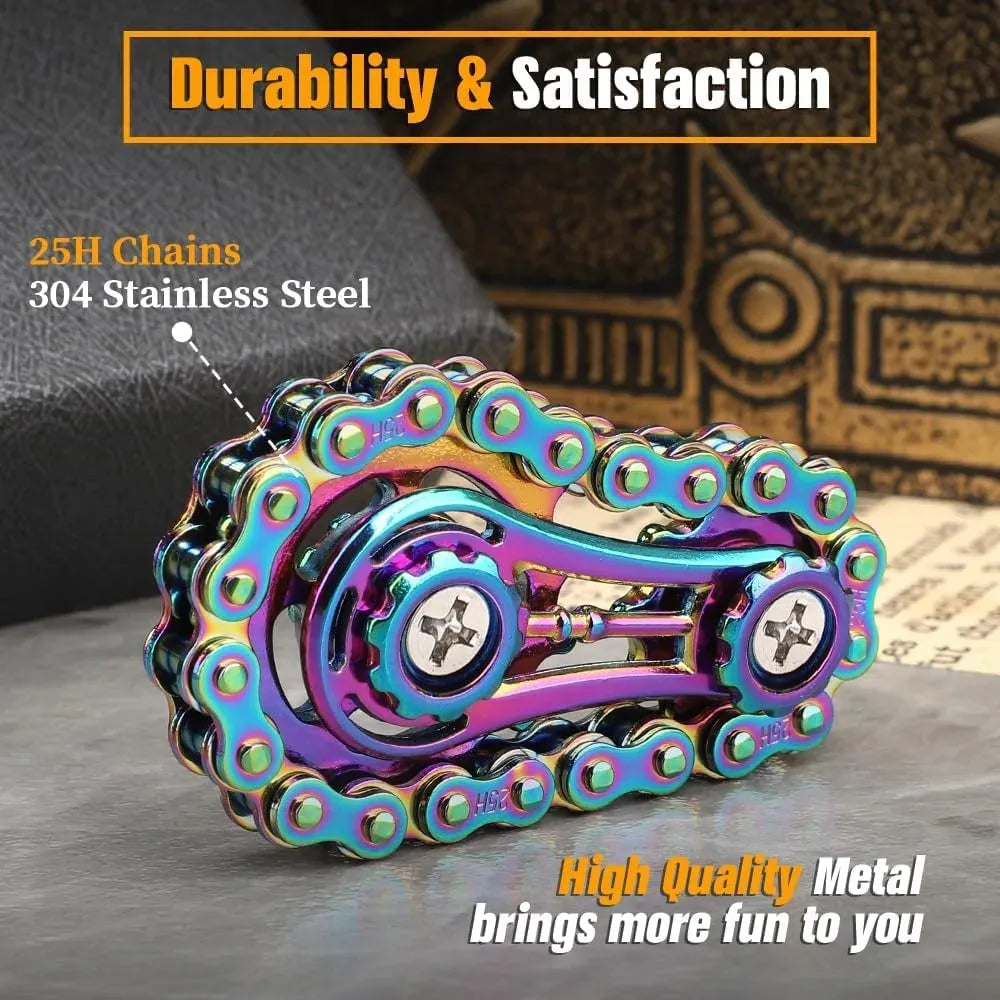 Metal Fidget Chain Bike Spinner - Stress Relief Toy for ADHD & Anxiety - Wahooly Fidget Chain Bike Spinner - Metal Stress Relief Toy for Focus & Anxiety