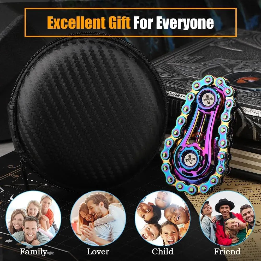 Metal Fidget Chain Bike Spinner - Stress Relief Toy for ADHD & Anxiety - Wahooly Fidget Chain Bike Spinner - Metal Stress Relief Toy for Focus & Anxiety