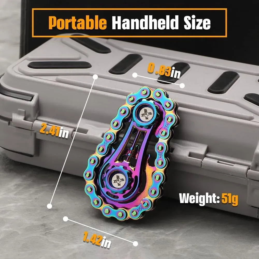 Metal Fidget Chain Bike Spinner - Stress Relief Toy for ADHD & Anxiety - Wahooly Fidget Chain Bike Spinner - Metal Stress Relief Toy for Focus & Anxiety