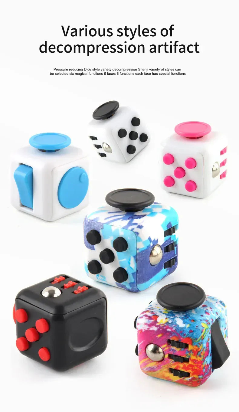 Fidget Cube Stress Relief Dice - 6-Sided Sensory Toy for Anxiety - Wahooly Fidget Cube Stress Relief Dice - 6-Sided Sensory Toy for Anxiety & Focus