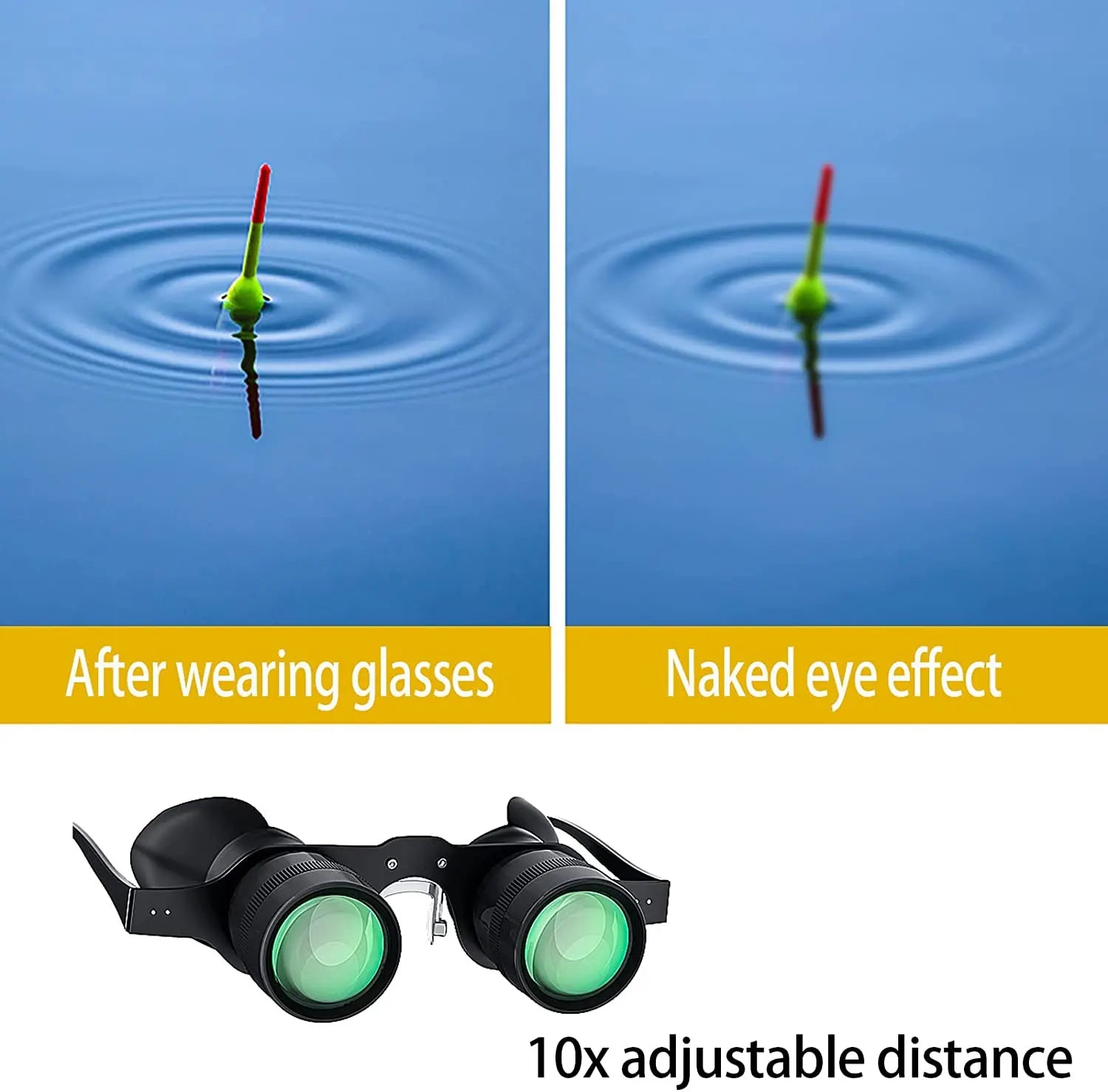 Hands-Free Binocular Glasses 10x - Fishing, Bird Watching & Sports Telescope Fishing Binoculars for outdoor bird watching, fishing, sports, theater professional hands-free glasses HD portable telescope