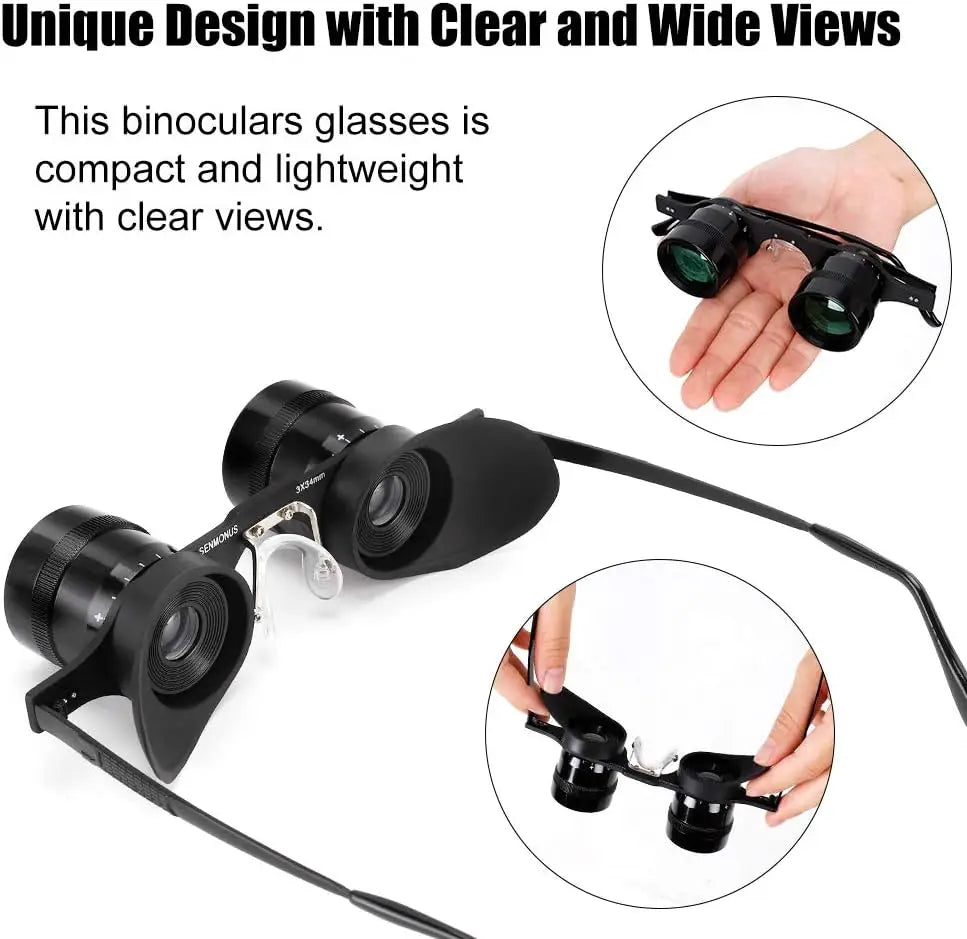 Hands-Free Binocular Glasses 10x - Fishing, Bird Watching & Sports Telescope Fishing Binoculars for outdoor bird watching, fishing, sports, theater professional hands-free glasses HD portable telescope