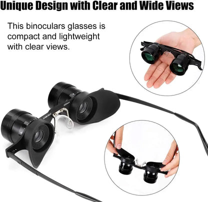 Hands-Free Binocular Glasses 10x - Fishing, Bird Watching & Sports Telescope Fishing Binoculars for outdoor bird watching, fishing, sports, theater professional hands-free glasses HD portable telescope