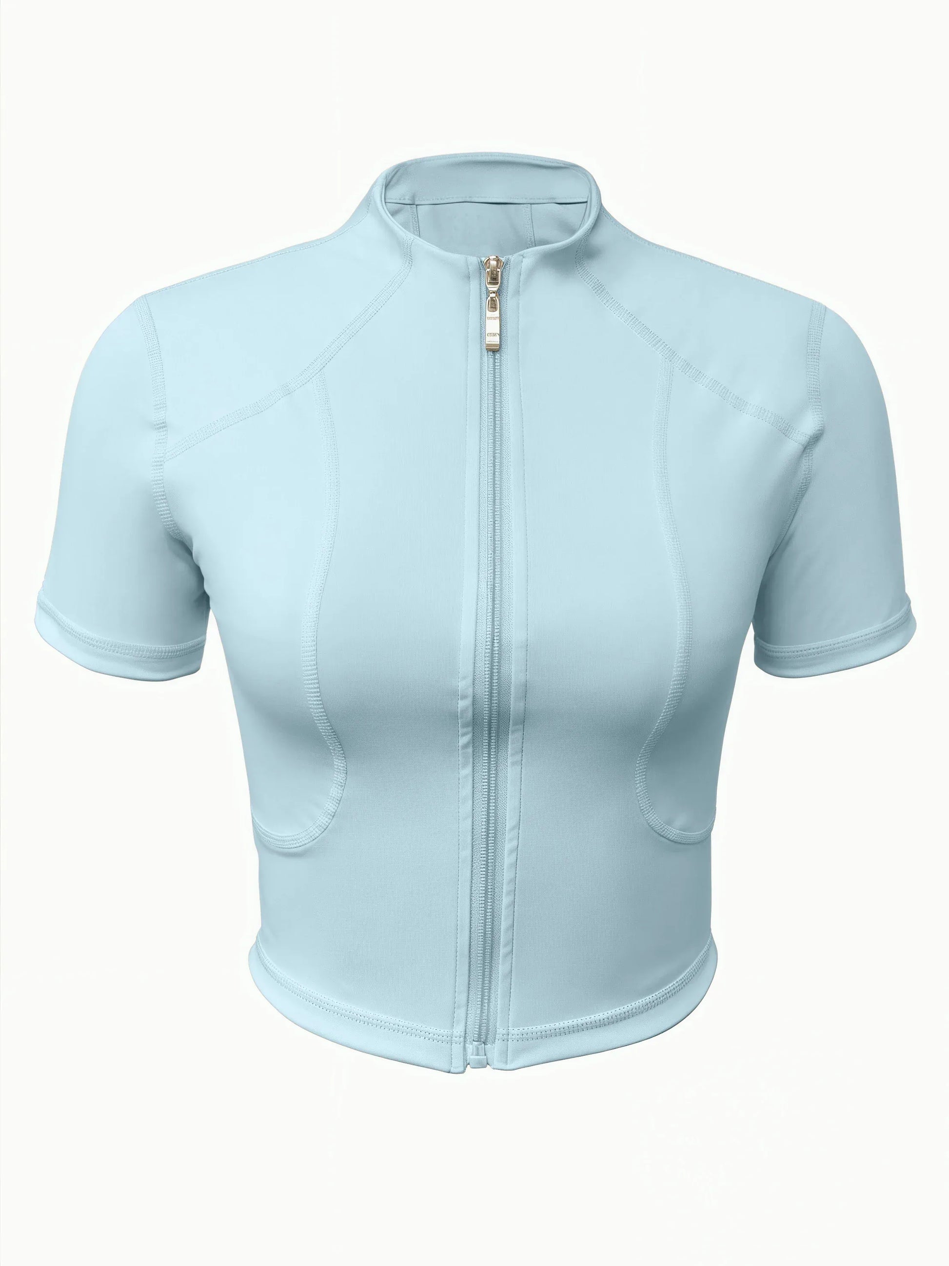 Fitness girl cycling yoga suit top, high-end full zipper jacket, sports T-shirt, training running short sleeved summer Fitness girl cycling yoga suit top, high-end full zipper jacket, sports T-shirt, training running short sleeved summer