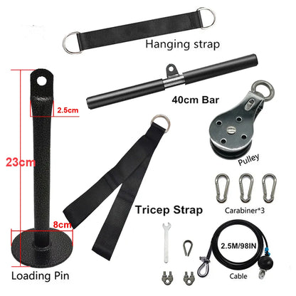 Fitness Pulley Cable Machine System DIY Gym Attachment Adjustable 2.5m Cable Workout Arm Biceps Triceps Hand Training Equipment Fitness Pulley Cable Machine System DIY Gym Attachment Adjustable 2.5m Cable Workout Arm Biceps Triceps Hand Training Equipment