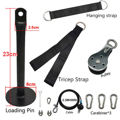 Fitness Pulley Cable Machine System DIY Gym Attachment Adjustable 2.5m Cable Workout Arm Biceps Triceps Hand Training Equipment Fitness Pulley Cable Machine System DIY Gym Attachment Adjustable 2.5m Cable Workout Arm Biceps Triceps Hand Training Equipment