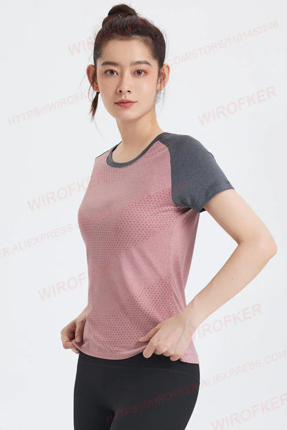 Fitness Women Shirts Quick Dry Yoga Sport T Shirt Gym Running Sportswear Tops Short Sleeve Training Blouses Jersey Jogging Tee Fitness Women Shirts Quick Dry Yoga Sport T Shirt Gym Running Sportswear Tops Short Sleeve Training Blouses Jersey Jogging Tee