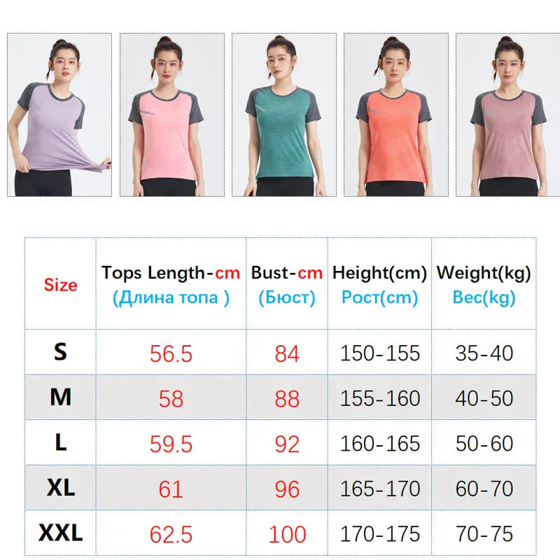 Fitness Women Shirts Quick Dry Yoga Sport T Shirt Gym Running Sportswear Tops Short Sleeve Training Blouses Jersey Jogging Tee Fitness Women Shirts Quick Dry Yoga Sport T Shirt Gym Running Sportswear Tops Short Sleeve Training Blouses Jersey Jogging Tee