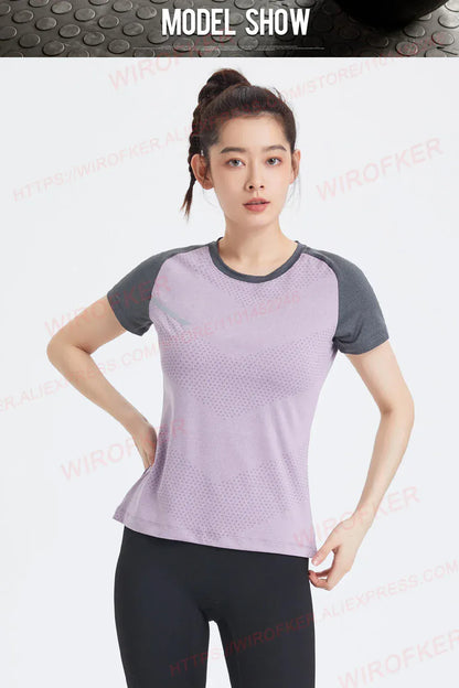 Fitness Women Shirts Quick Dry Yoga Sport T Shirt Gym Running Sportswear Tops Short Sleeve Training Blouses Jersey Jogging Tee Fitness Women Shirts Quick Dry Yoga Sport T Shirt Gym Running Sportswear Tops Short Sleeve Training Blouses Jersey Jogging Tee