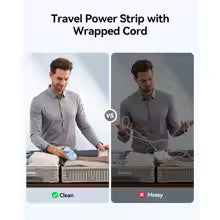 ‌Travel Power Strip: 4 Outlets, 3 USB Ports (1 USB-C), 4FT Cord, Small & Compact