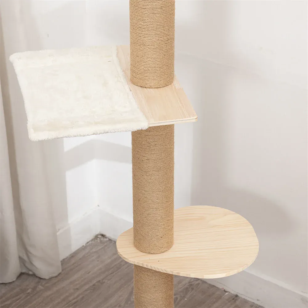 Floor-to-Ceiling Adjustable Cat Tree Tower 250-270cm – Multi-Level | Wahooly Floor-to-Ceiling Adjustable Cat Tree Tower – Multi-Level Condo with Hammock & Scratching Post