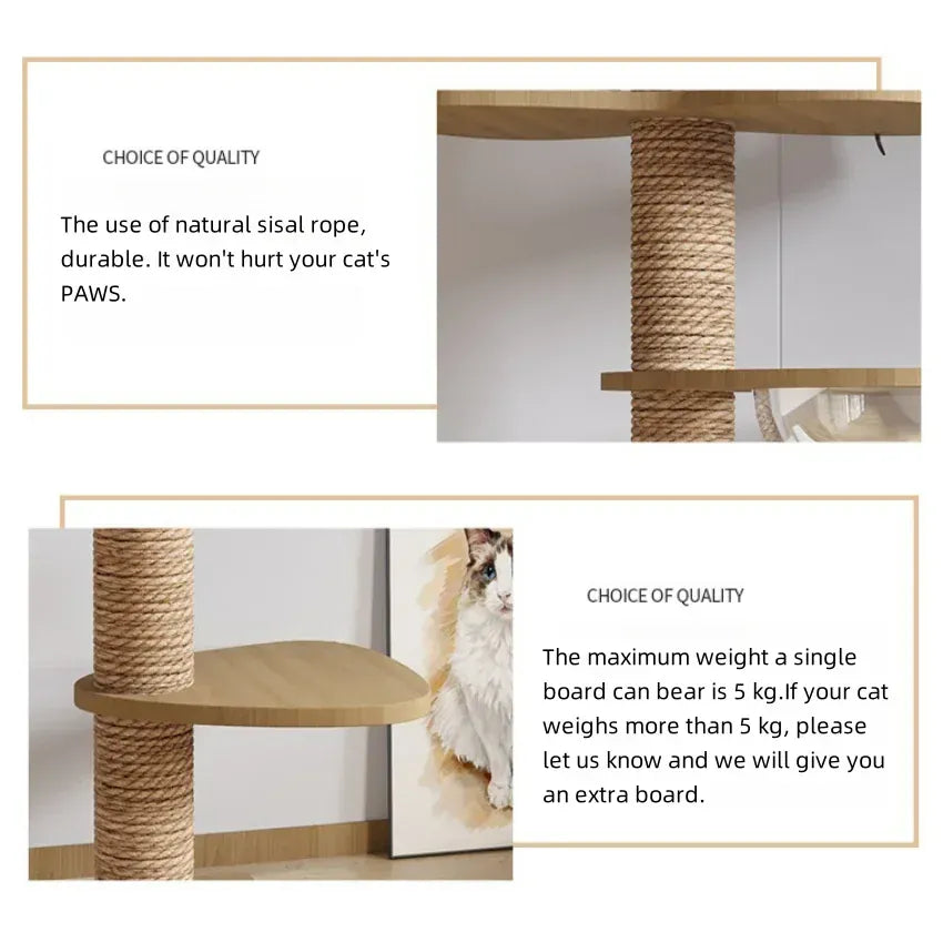 Floor-to-Ceiling Adjustable Cat Tree Tower 250-270cm – Multi-Level | Wahooly Floor-to-Ceiling Adjustable Cat Tree Tower – Multi-Level Condo with Hammock & Scratching Post