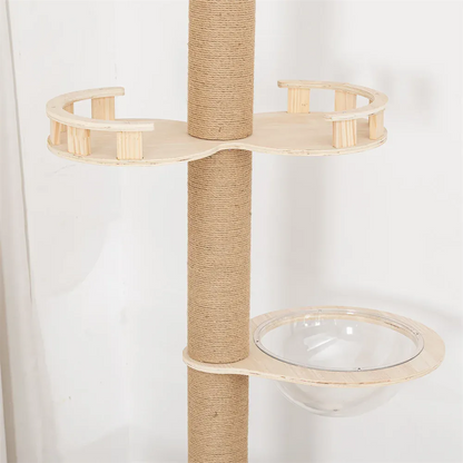 Floor-to-Ceiling Adjustable Cat Tree Tower 250-270cm – Multi-Level | Wahooly Floor-to-Ceiling Adjustable Cat Tree Tower – Multi-Level Condo with Hammock & Scratching Post