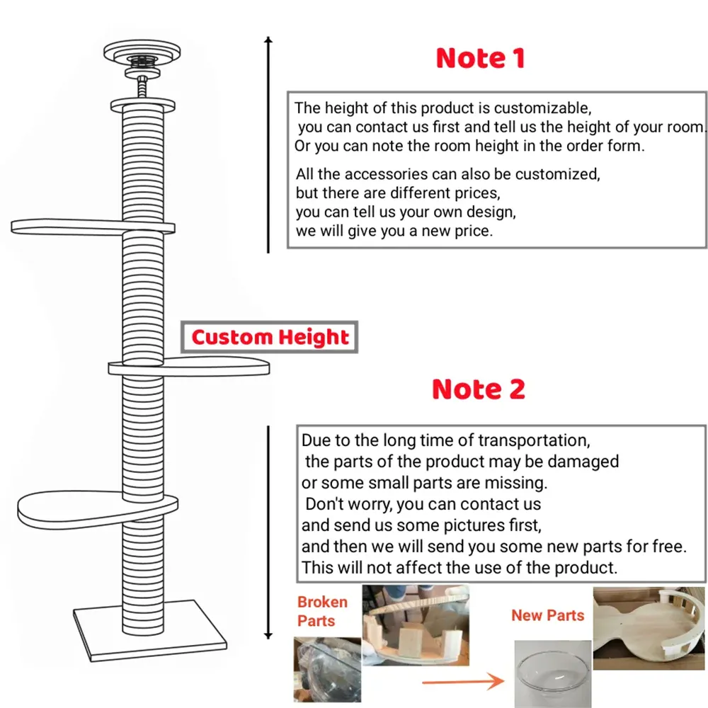 Floor-to-Ceiling Adjustable Cat Tree Tower 250-270cm – Multi-Level | Wahooly Floor-to-Ceiling Adjustable Cat Tree Tower – Multi-Level Condo with Hammock & Scratching Post