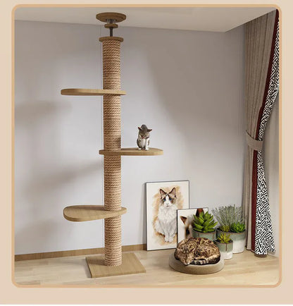 Floor-to-Ceiling Adjustable Cat Tree Tower 250-270cm – Multi-Level | Wahooly Floor-to-Ceiling Adjustable Cat Tree Tower – Multi-Level Condo with Hammock & Scratching Post