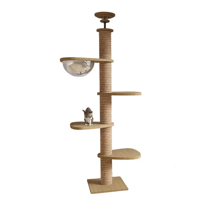 Floor-to-Ceiling Adjustable Cat Tree Tower 250-270cm – Multi-Level | Wahooly Floor-to-Ceiling Adjustable Cat Tree Tower – Multi-Level Condo with Hammock & Scratching Post
