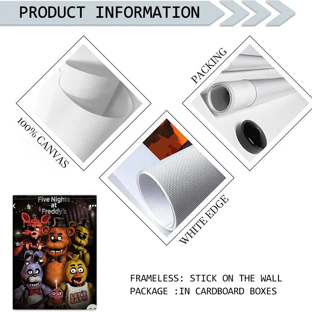 Fnaf Anime Five-nights-At-Freddys Painting Calligraphy Canvas HD Poster Wall Art interior Hallway Home Decoration Holiday Gifts Fnaf Anime Five-nights-At-Freddys Painting Calligraphy Canvas HD Poster Wall Art interior Hallway Home Decoration Holiday Gifts