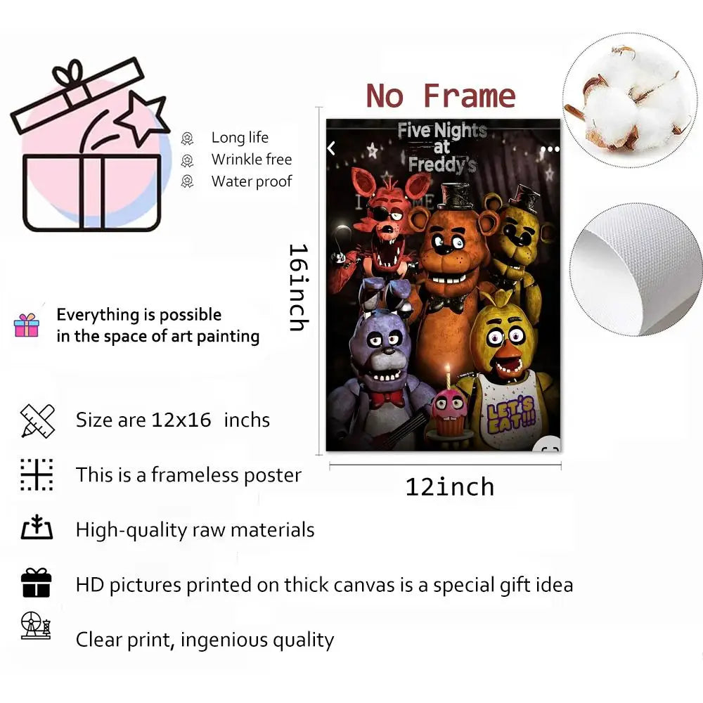 Fnaf Anime Five-nights-At-Freddys Painting Calligraphy Canvas HD Poster Wall Art interior Hallway Home Decoration Holiday Gifts Fnaf Anime Five-nights-At-Freddys Painting Calligraphy Canvas HD Poster Wall Art interior Hallway Home Decoration Holiday Gifts