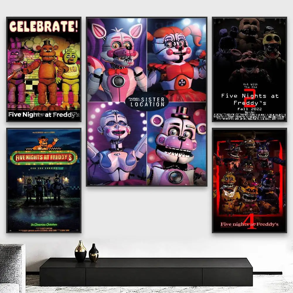 Fnaf F-Five-nights-At-F-Freddys Game Poster HD art sticky wall waterproof home living room bedroom bar aesthetic decoration Fnaf F-Five-nights-At-F-Freddys Game Poster HD art sticky wall waterproof home living room bedroom bar aesthetic decoration
