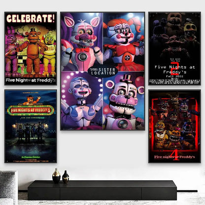 Fnaf F-Five-nights-At-F-Freddys Game Poster HD art sticky wall waterproof home living room bedroom bar aesthetic decoration Fnaf F-Five-nights-At-F-Freddys Game Poster HD art sticky wall waterproof home living room bedroom bar aesthetic decoration