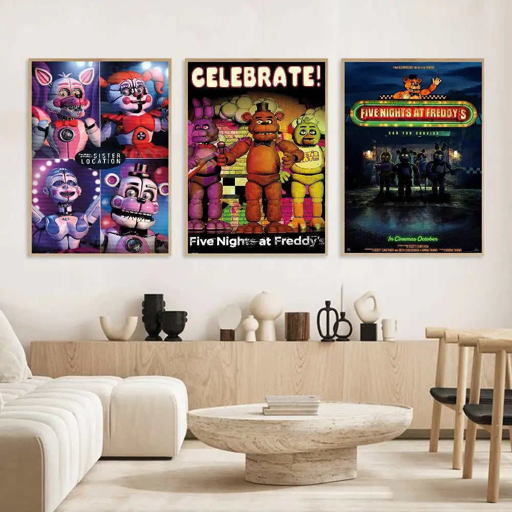 Fnaf F-Five-nights-At-F-Freddys Game Poster HD art sticky wall waterproof home living room bedroom bar aesthetic decoration Fnaf F-Five-nights-At-F-Freddys Game Poster HD art sticky wall waterproof home living room bedroom bar aesthetic decoration