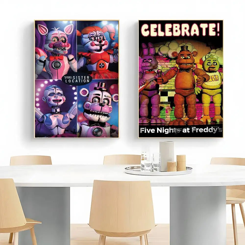 Fnaf F-Five-nights-At-F-Freddys Game Poster HD art sticky wall waterproof home living room bedroom bar aesthetic decoration Fnaf F-Five-nights-At-F-Freddys Game Poster HD art sticky wall waterproof home living room bedroom bar aesthetic decoration