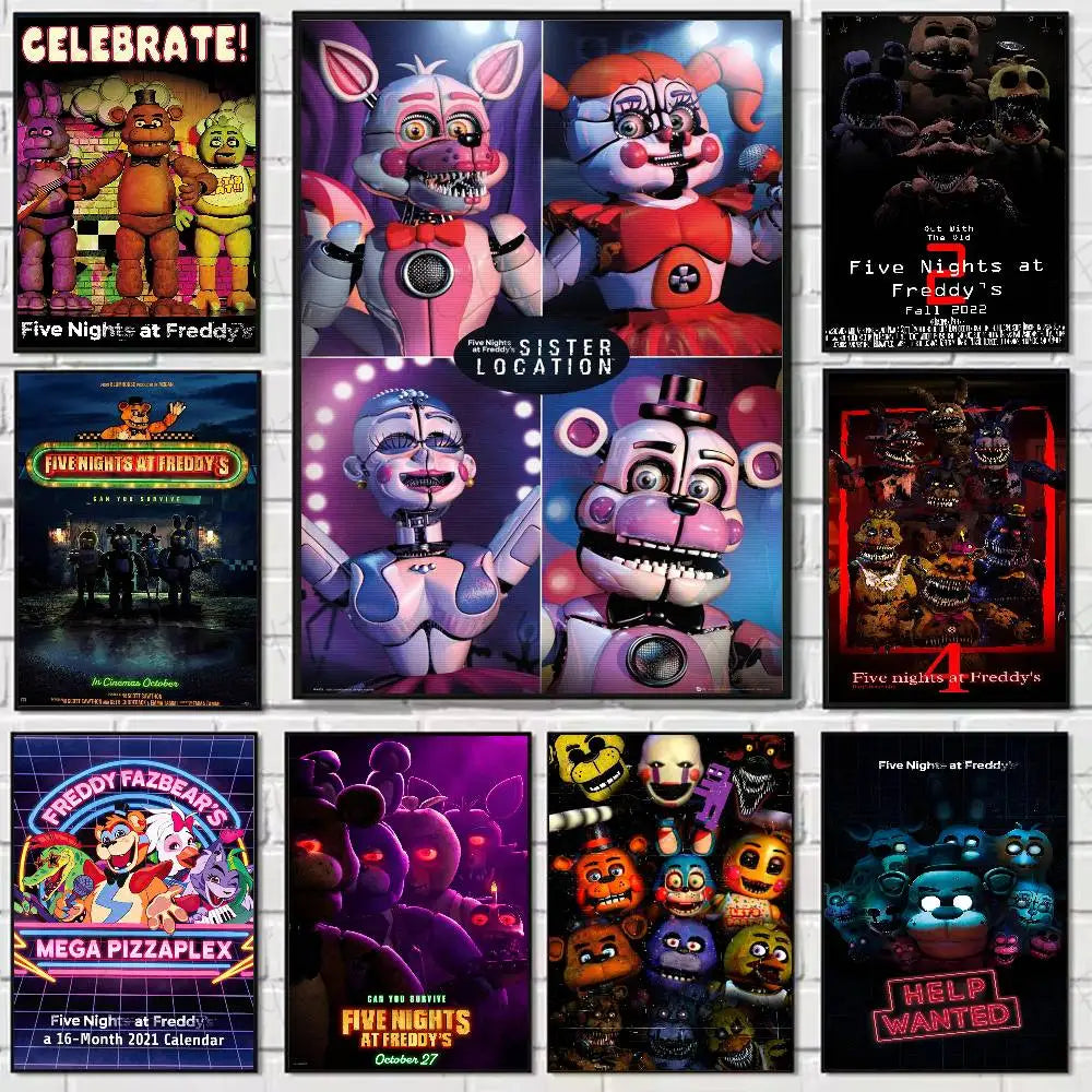 Fnaf F-Five-nights-At-F-Freddys Game Poster HD art sticky wall waterproof home living room bedroom bar aesthetic decoration Fnaf F-Five-nights-At-F-Freddys Game Poster HD art sticky wall waterproof home living room bedroom bar aesthetic decoration