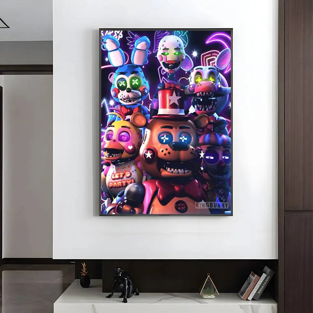 Fnaf F-Five-nights-At-F-Freddys Game Poster HD art sticky wall waterproof home living room bedroom bar aesthetic decoration Fnaf F-Five-nights-At-F-Freddys Game Poster HD art sticky wall waterproof home living room bedroom bar aesthetic decoration