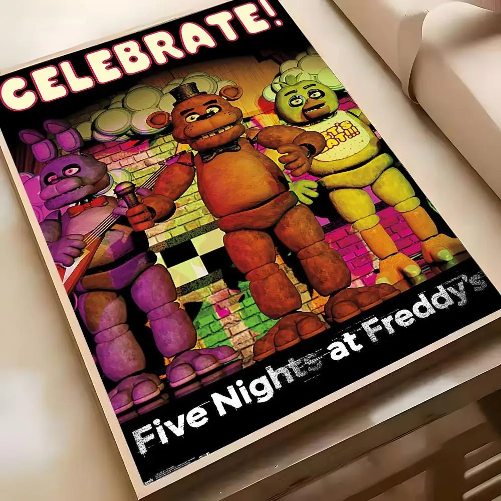 Fnaf Five-nights-At-Freddys Game Poster Poster Waterproof HD Wall Art Decal Self-Adhesive Aesthetic Decor For Home Living Fnaf Five-nights-At-Freddys Game Poster Poster Waterproof HD Wall Art Decal Self-Adhesive Aesthetic Decor For Home Living