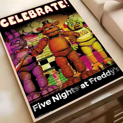 Fnaf Five-nights-At-Freddys Game Poster Poster Waterproof HD Wall Art Decal Self-Adhesive Aesthetic Decor For Home Living Fnaf Five-nights-At-Freddys Game Poster Poster Waterproof HD Wall Art Decal Self-Adhesive Aesthetic Decor For Home Living