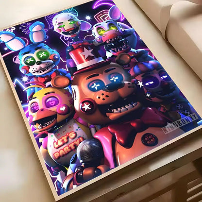 Fnaf Five-nights-At-Freddys Game Poster Poster Waterproof HD Wall Art Decal Self-Adhesive Aesthetic Decor For Home Living Fnaf Five-nights-At-Freddys Game Poster Poster Waterproof HD Wall Art Decal Self-Adhesive Aesthetic Decor For Home Living