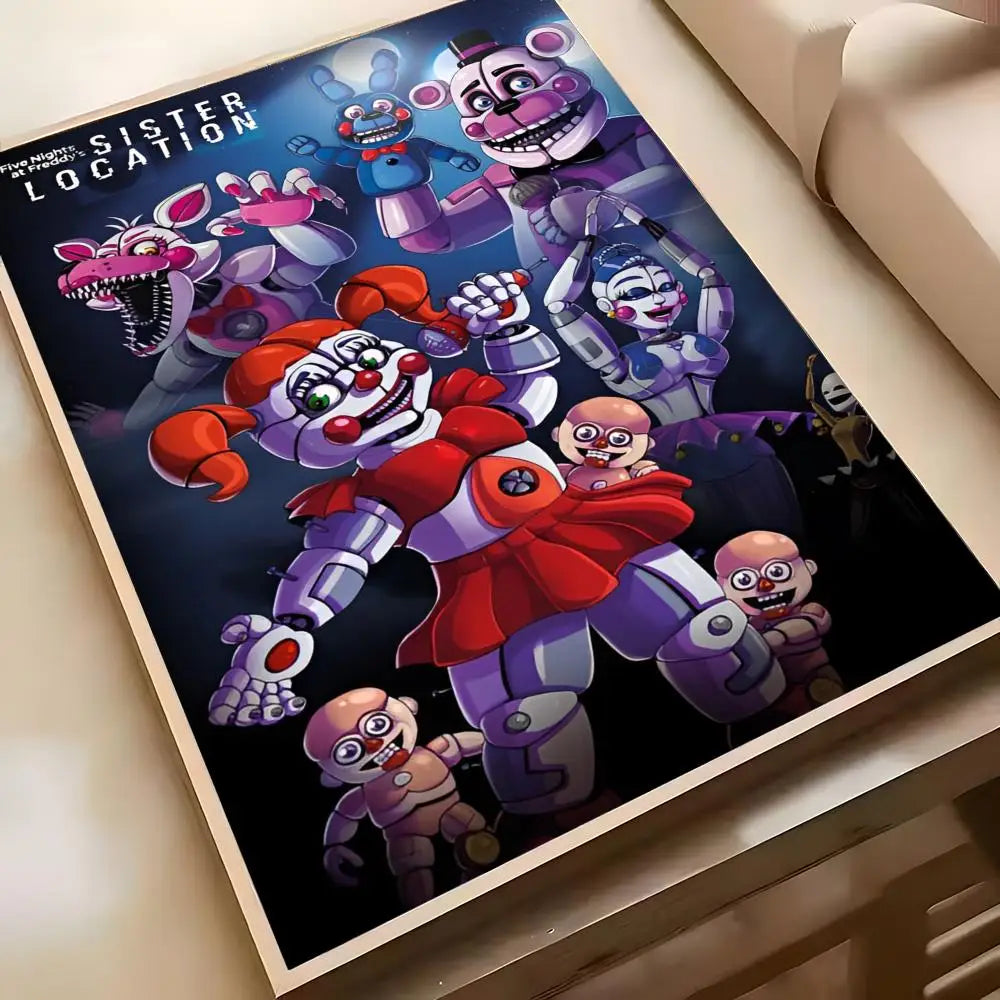 Fnaf Five-nights-At-Freddys Game Poster Poster Waterproof HD Wall Art Decal Self-Adhesive Aesthetic Decor For Home Living Fnaf Five-nights-At-Freddys Game Poster Poster Waterproof HD Wall Art Decal Self-Adhesive Aesthetic Decor For Home Living