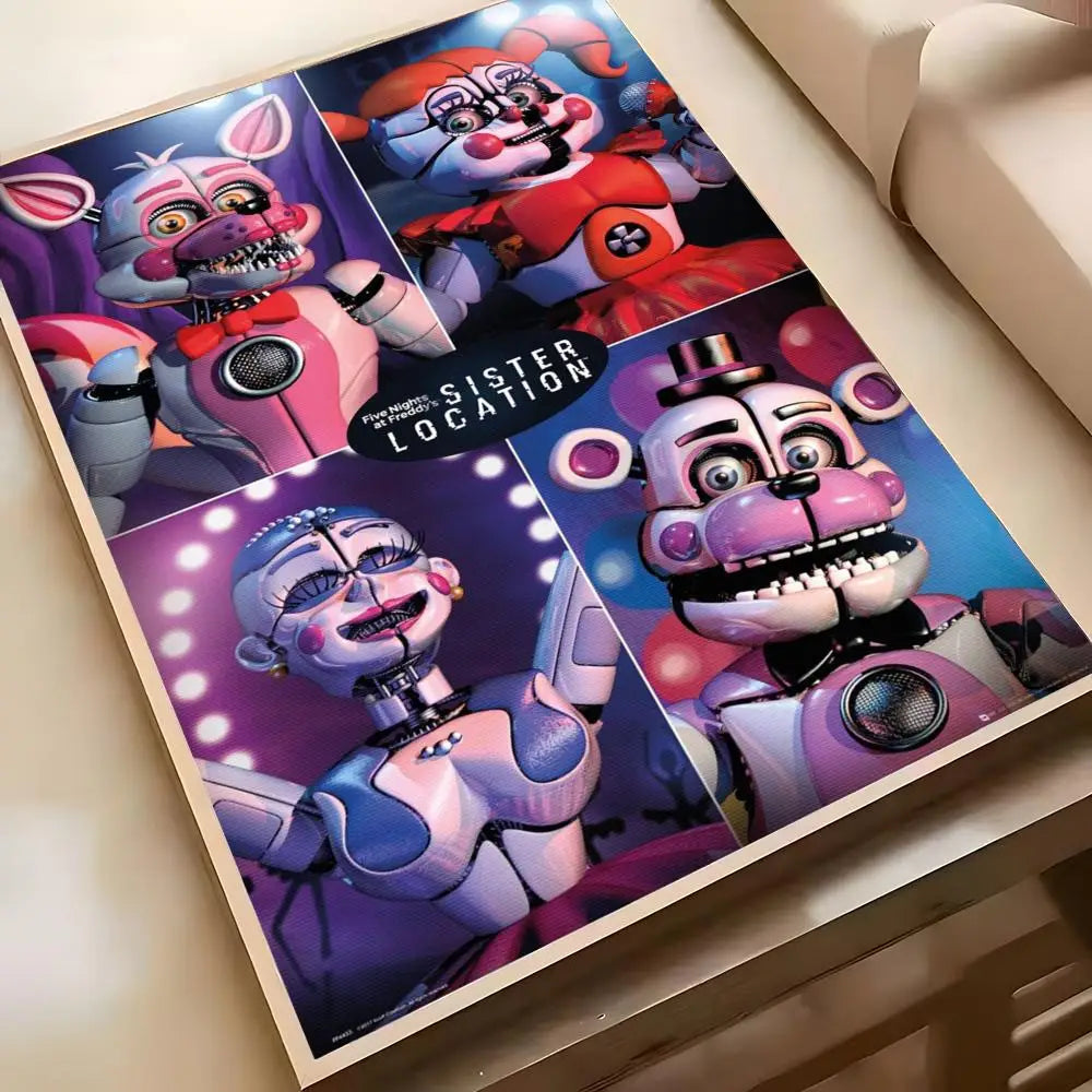 Fnaf Five-nights-At-Freddys Game Poster Poster Waterproof HD Wall Art Decal Self-Adhesive Aesthetic Decor For Home Living Fnaf Five-nights-At-Freddys Game Poster Poster Waterproof HD Wall Art Decal Self-Adhesive Aesthetic Decor For Home Living