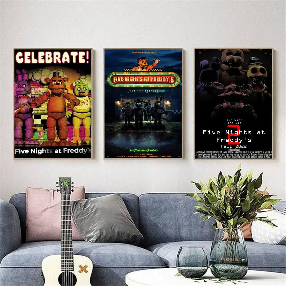 Fnaf Five-nights-At-Freddys Game Poster Poster Waterproof HD Wall Art Decal Self-Adhesive Aesthetic Decor For Home Living Fnaf Five-nights-At-Freddys Game Poster Poster Waterproof HD Wall Art Decal Self-Adhesive Aesthetic Decor For Home Living